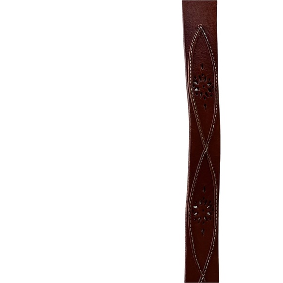 Vintage western style embroidered leather belt in chestnut brown one Size - Picture 8 of 15